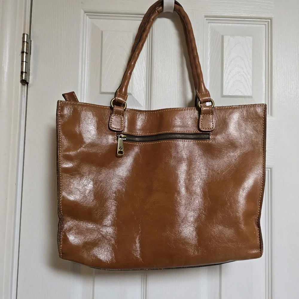 Patricia‎ Nash Zancona Brown Leather Studs Shoulder Tote Purse Satchel Handbag